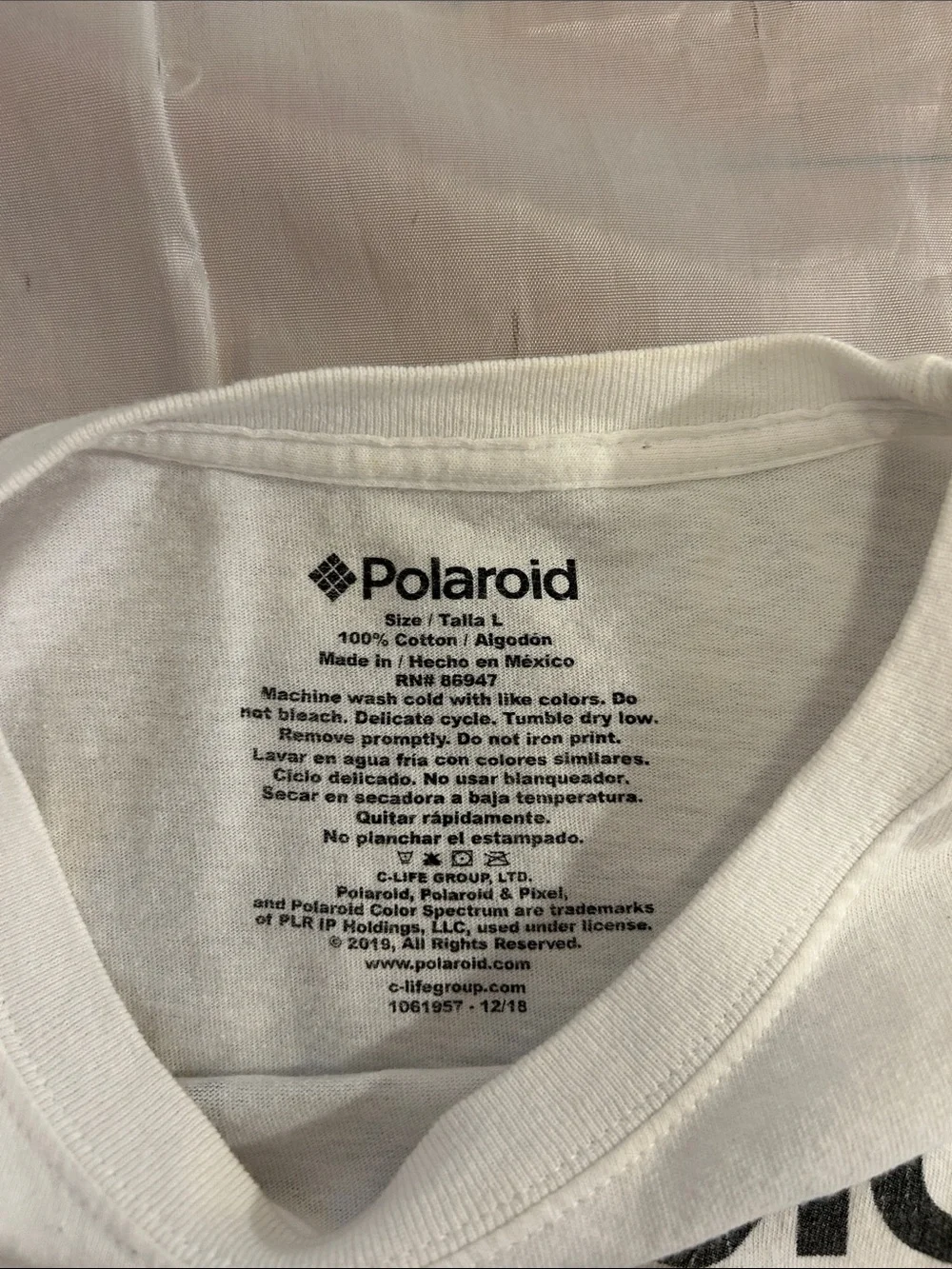 Polaroid White Long-Sleeve Crop Top with Camera Graphic